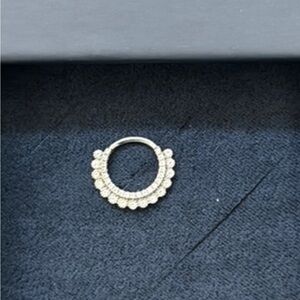 Maria Tash Silver Embellished Hoop Earring septum or earring